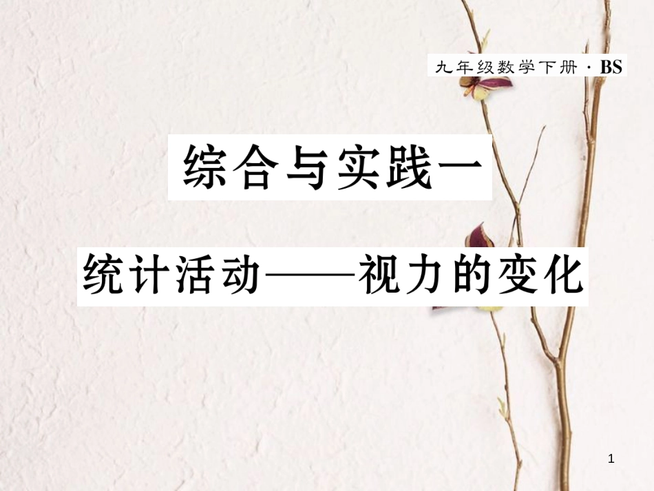 九年级数学下册 综合与实践一 统计活动—视力的变化作业课件 （新版）北师大版_第1页