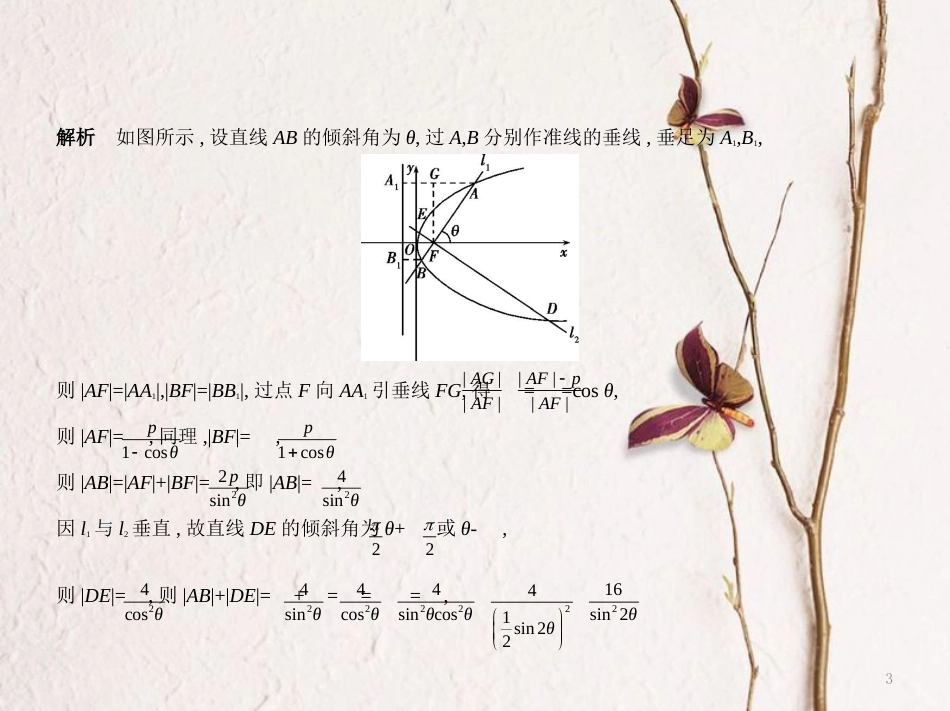 （江苏专用）高考数学一轮复习 第十七章 圆锥曲线与方程 17.2 抛物线课件_第3页
