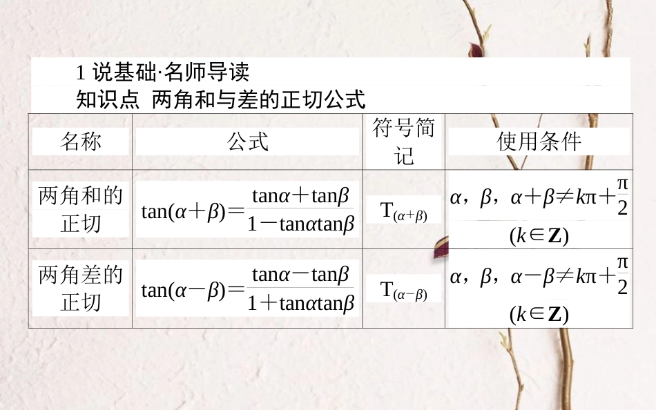 高中数学 第三章 三角恒等变换 第27课时 两角和与差的正切课件 新人教B版必修4_第2页