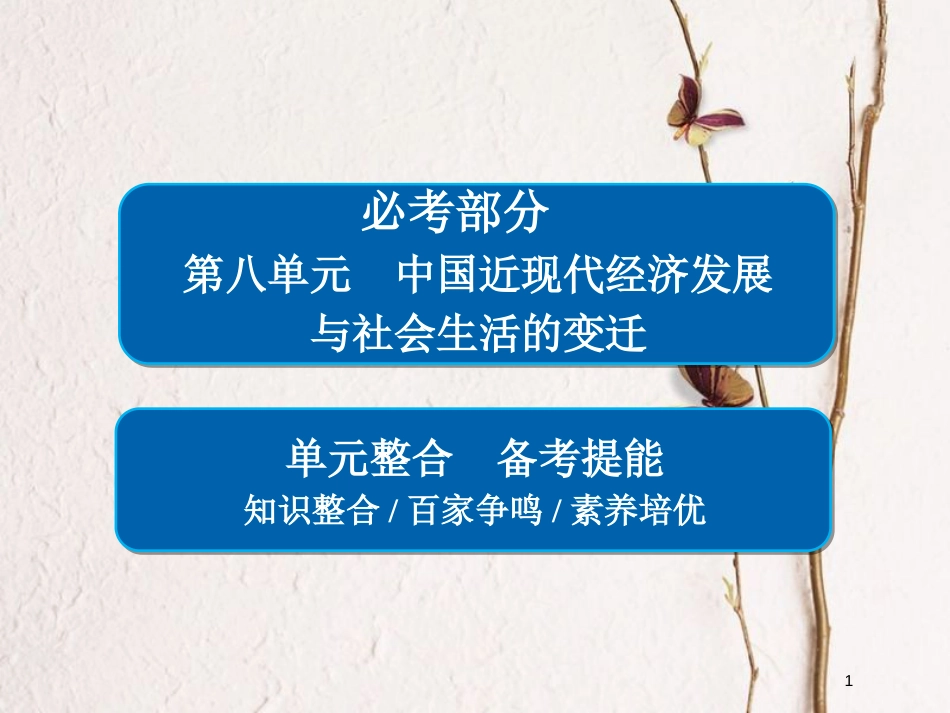 2019届高考历史一轮复习 第八单元 中国近现代经济发展与社会生活的变迁单元整合课件 新人教版_第1页