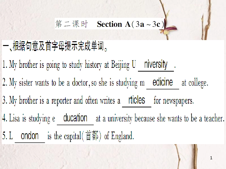 （通用版）八年级英语上册 Unit 6 I’m going to study computer science（第2课时）习题课件 （新版）人教新目标版_第1页