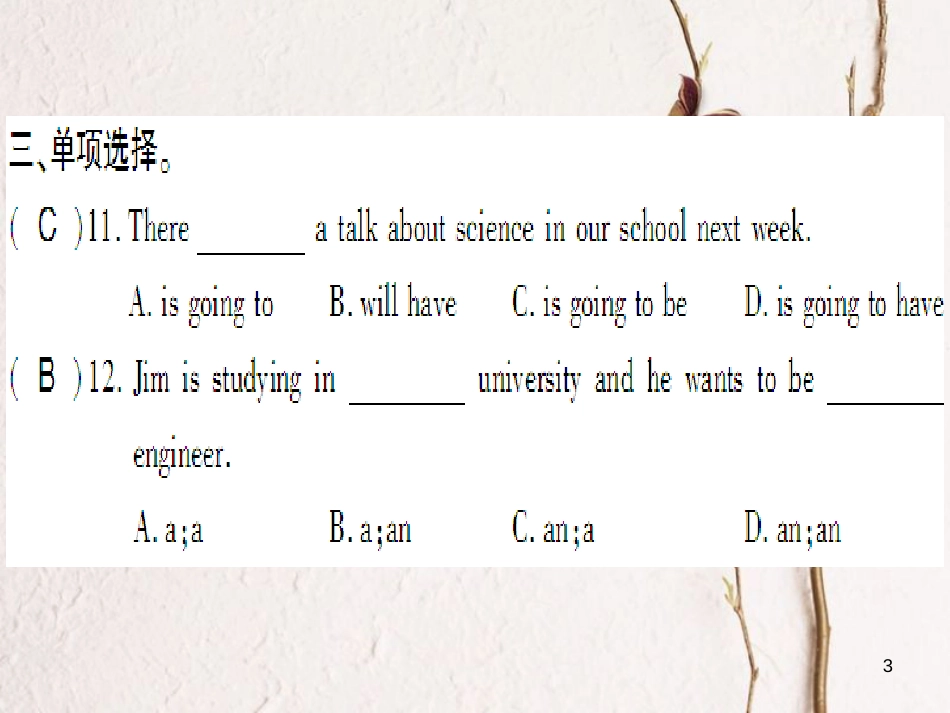 （通用版）八年级英语上册 Unit 6 I’m going to study computer science（第2课时）习题课件 （新版）人教新目标版_第3页