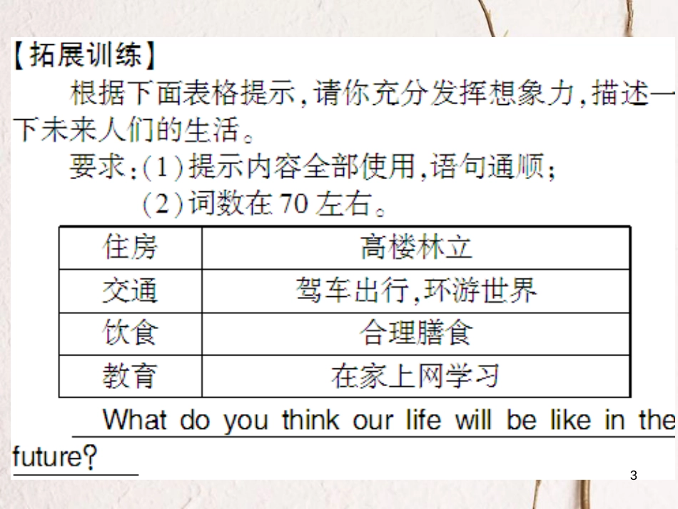 （通用版）八年级英语上册 Unit 7 Will people have robots写作习题课件 （新版）人教新目标版_第3页