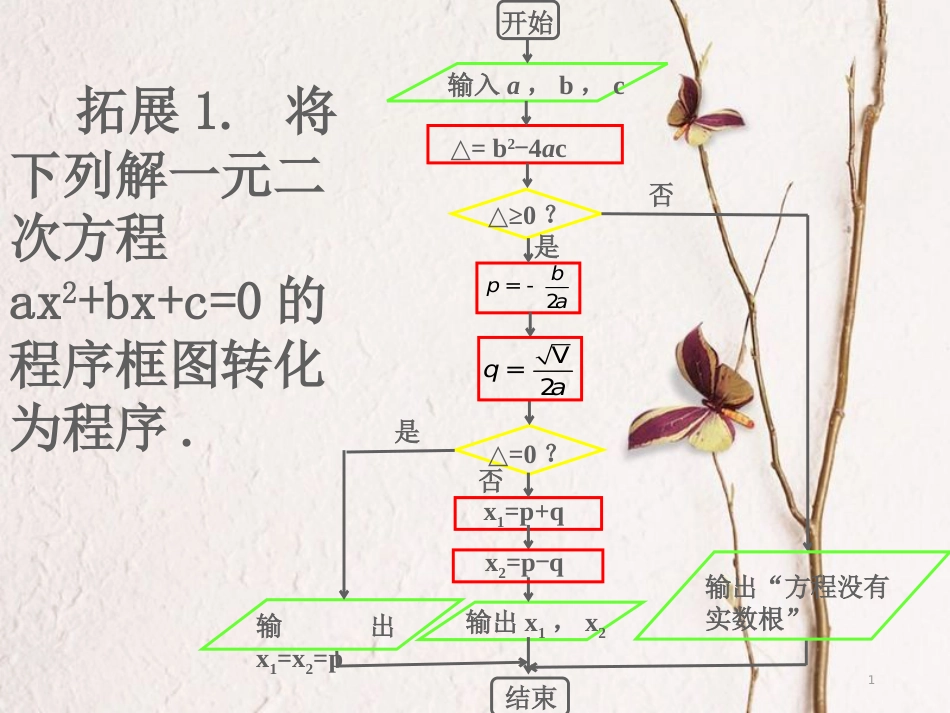 内蒙古准格尔旗高中数学 第一章 算法初步 1.2 条件语句拓展课件 新人教B版必修3_第1页