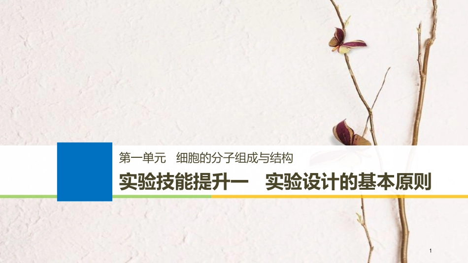 （浙江选考）2019版高考生物一轮总复习 第一单元 细胞的分子组成与结构 实验技能提升一 实验设计的基本原则课件_第1页