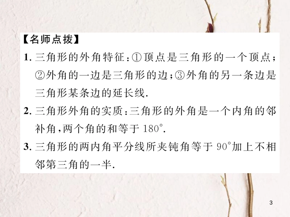 （成都专版）八年级数学上册 7.6 三角形内角和定理（2）习题课件 （新版）北师大版_第3页