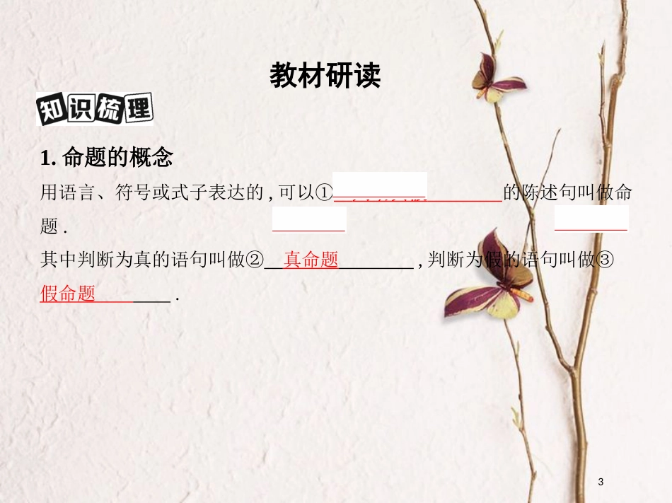 2019届高考数学一轮复习 第一章 集合与常用逻辑用语 第二节 命题及其关系、充分条件与必要条件课件 文_第3页