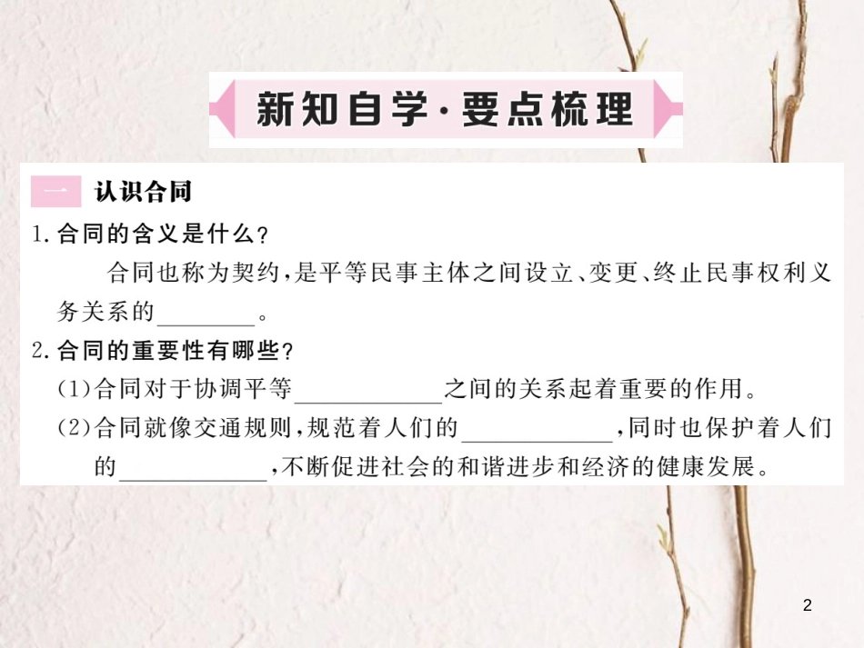 八年级道德与法治上册 第三单元 法律在我心中 第九课 从署名权说起 第2框《信守合同》习题课件 人民版_第2页