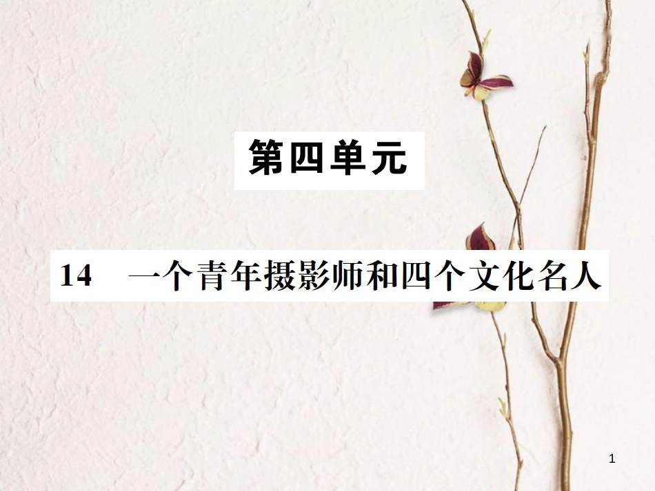 （遵义专版）八年级语文下册 第四单元 14 一个青年摄影师和四个文化名人课件 语文版_第1页