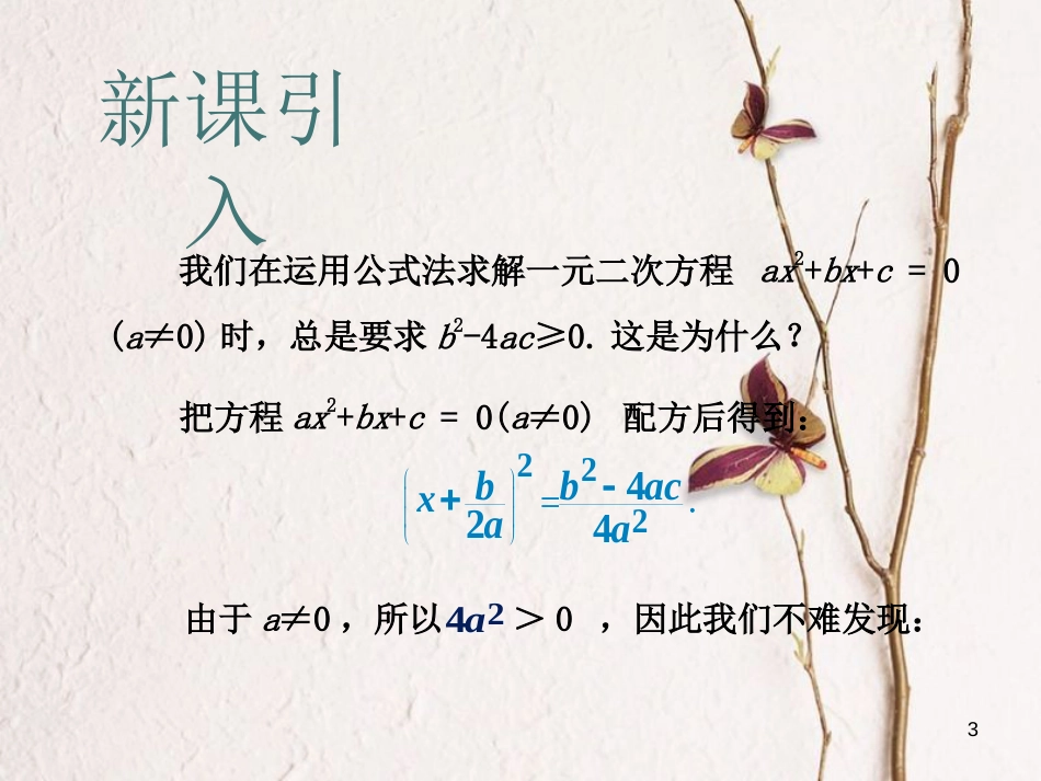 九年级数学上册 第2章 一元二次方程 2.3 一元二次方程根的判别式课件 （新版）湘教版_第3页