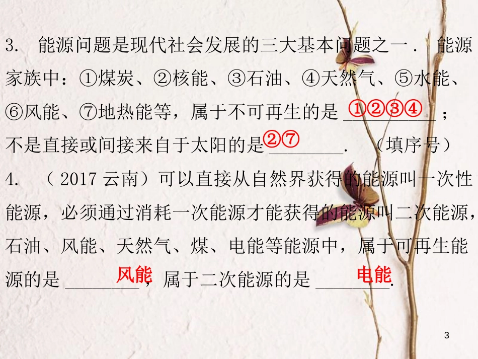 广东省中考物理总复习 第一部分 基础复习 第30课时 能源与可持续发展课后作业课件_第3页