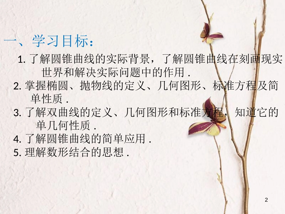 高二数学上学期期末复习备考讲练 专题06 圆锥曲线与方程课件 文_第2页