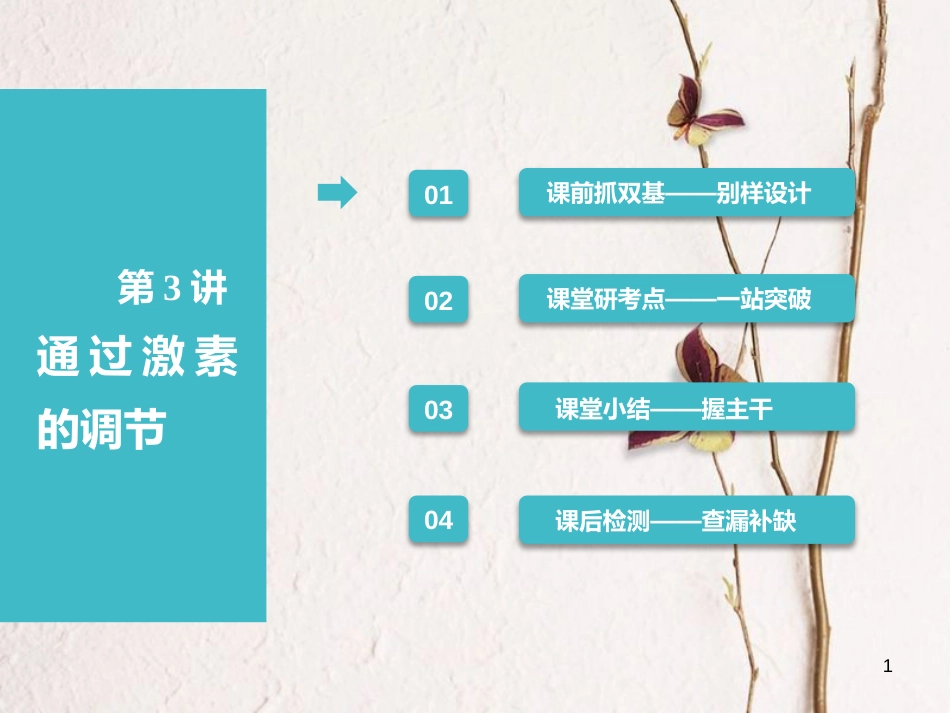 （全国通用版）2019版高考生物一轮复习 第3部分 稳态与环境 第一单元 动物和人体生命活动的调节 第3讲 通过激素的调节课件_第1页