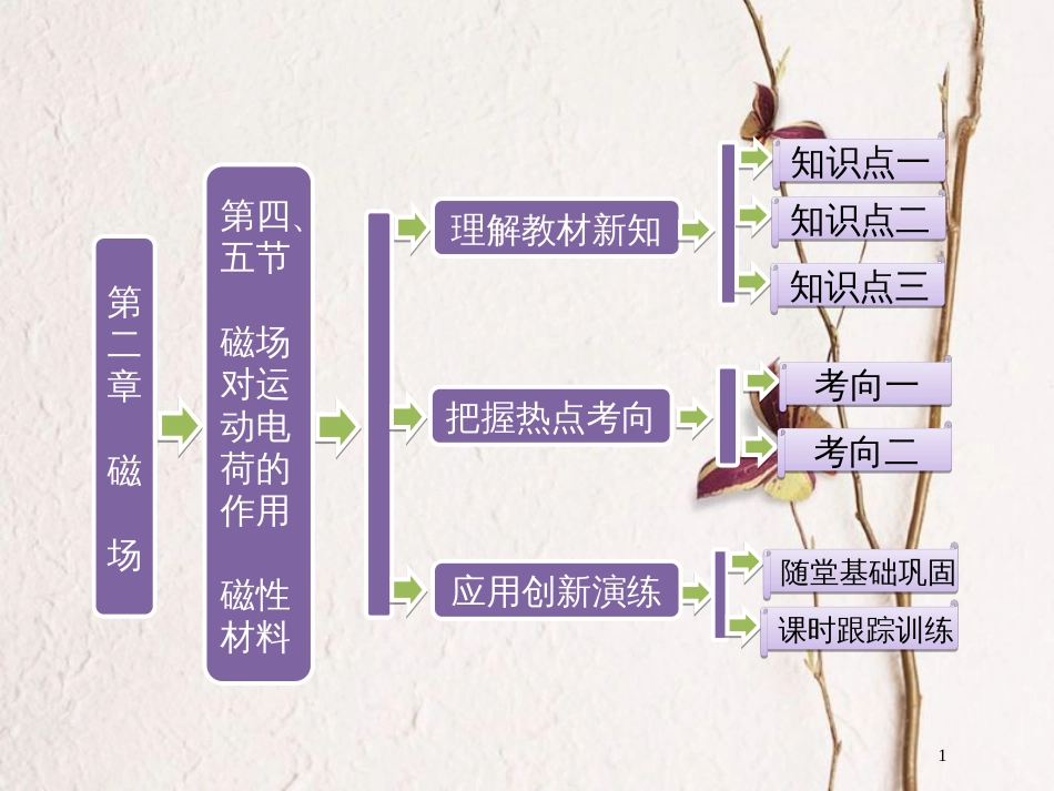 高中物理 第二章 磁场 第四节 磁场对运动电荷的作用 第五节 磁性材料课件 新人教版选修1-1_第1页