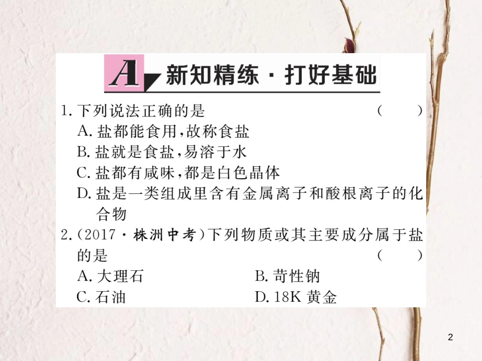 （通用）九年级化学下册 第11单元 盐 化肥 课题1 生活中常见的盐 第1课时 生活中常见的盐课件 （新版）新人教版_第2页
