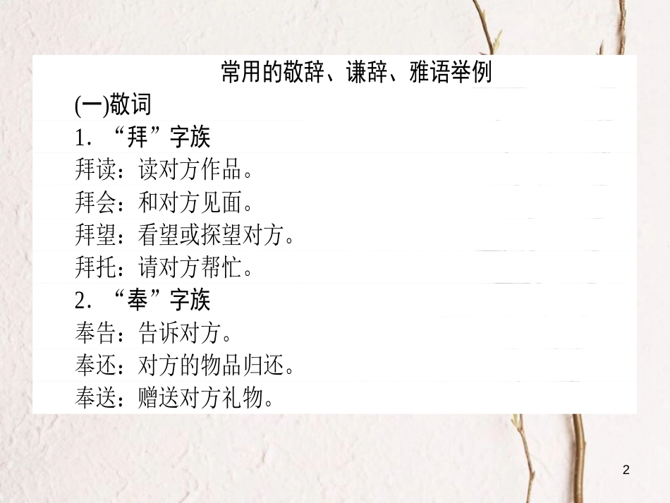 2019届高三语文一轮复习 专题三 简明、连贯（句子补写）、得体专题基础清单课件_第2页