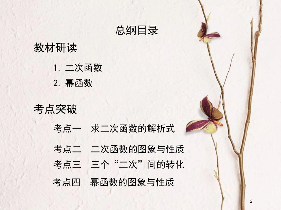 2019届高考数学一轮复习 第二章 函数 第四节 二次函数与幂函数课件 文_第2页