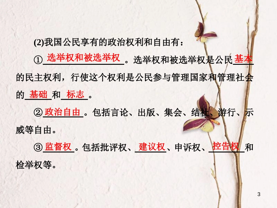 高中政治 第一单元 公民的政治生活 第一课 生活在人民当家作主的国家 第二框 政治权利与义务：参与政治生活的基础课件 新人教版必修2_第3页