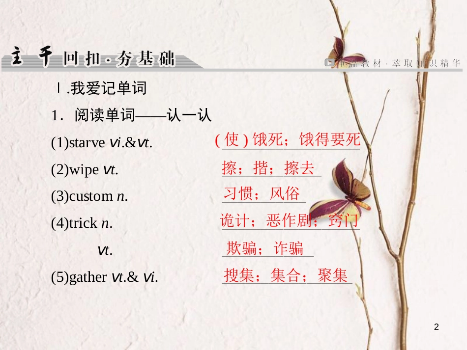 版高考英语大一轮复习 第1部分 模块复习方略 Unit 1 Festivals around the world课件 新人教版必修3_第2页