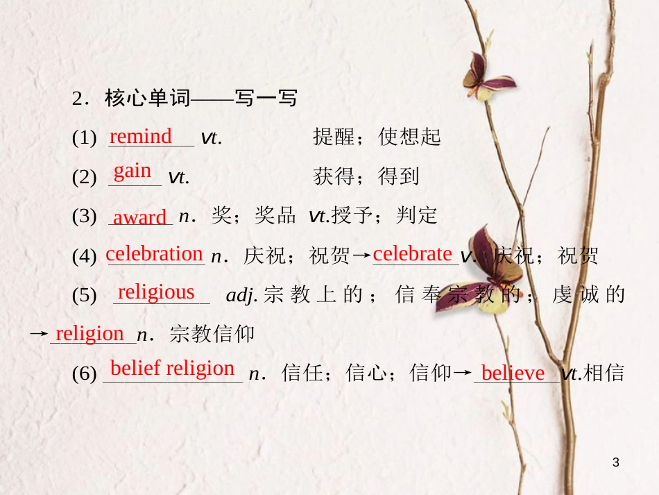 版高考英语大一轮复习 第1部分 模块复习方略 Unit 1 Festivals around the world课件 新人教版必修3_第3页