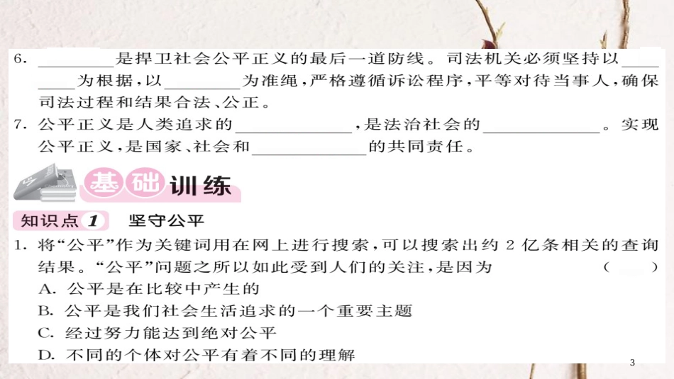 八年级道德与法治下册 第四单元 崇尚法治精神 第八课 维护公平正义 第2框 公平正义的守护习题课件 新人教版_第3页