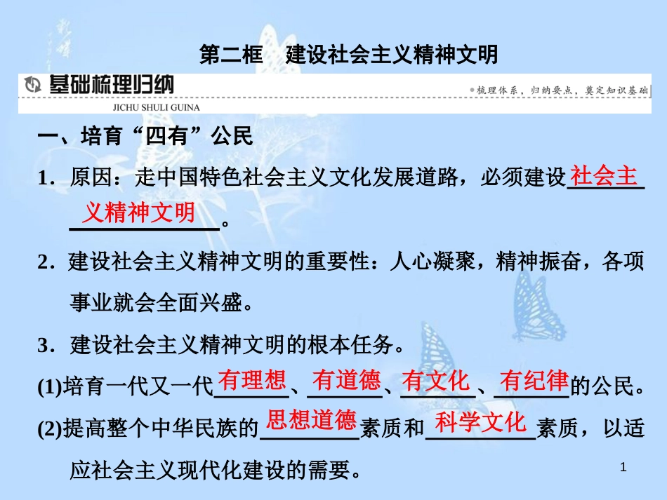 高中政治 第九课 建设社会主义文化强国 第二框 建设社会主义精神文明课件 新人教版必修3_第1页