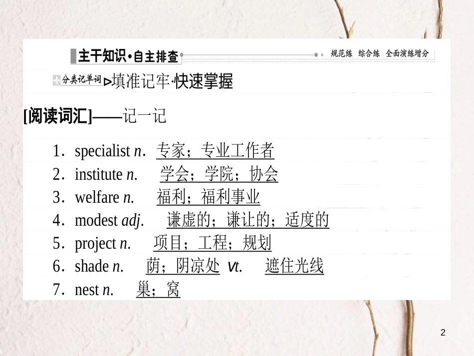 2019届高三英语一轮复习 Unit 1 Women of achievemen课件 新人教版必修4_第2页