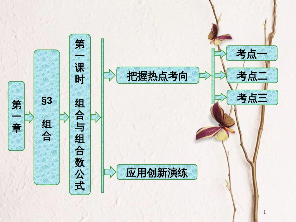 高中数学 第一章 计数原理 3 第一课时 组合与组合数公式课件 北师大版选修2-3_第1页