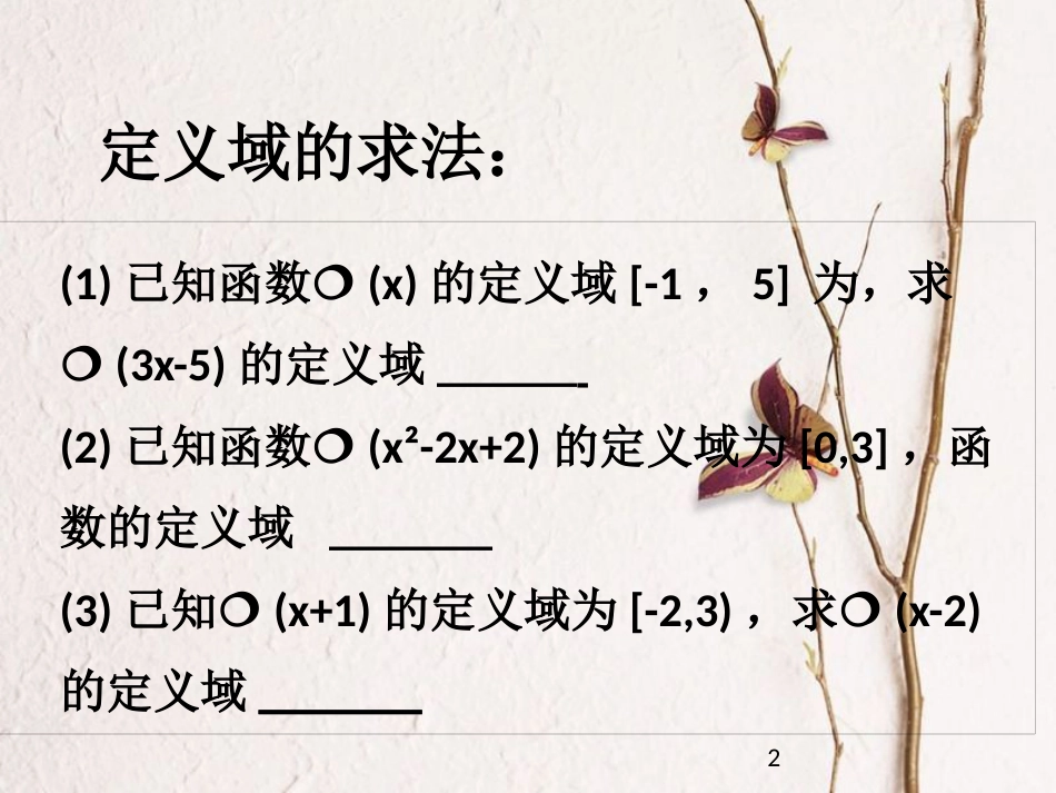 山西省忻州市高考数学 专题 函数概念、解析式与定义域复习课件_第2页