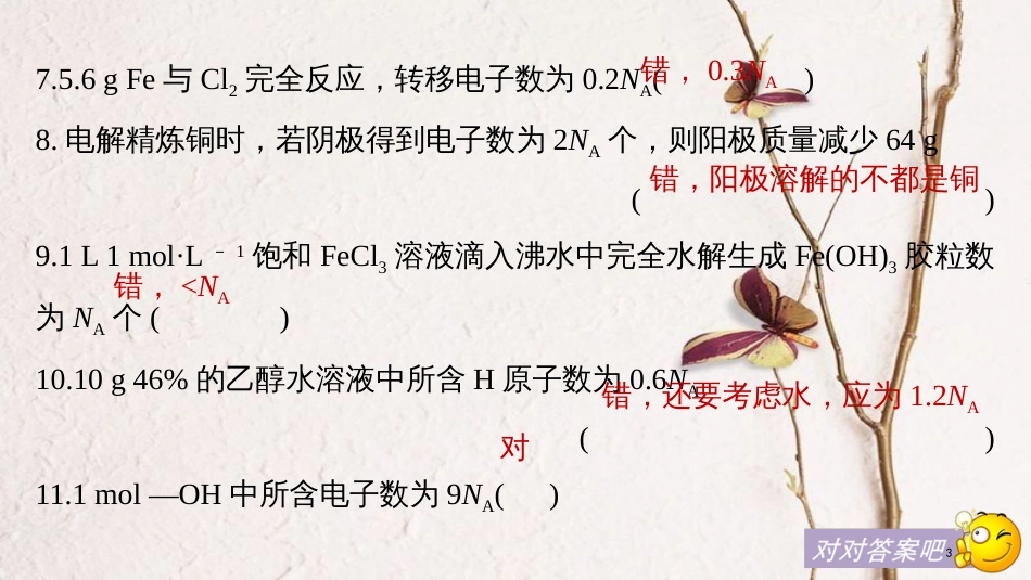 高中化学二轮复习 回扣基础三“NA”应用再思考课件_第3页