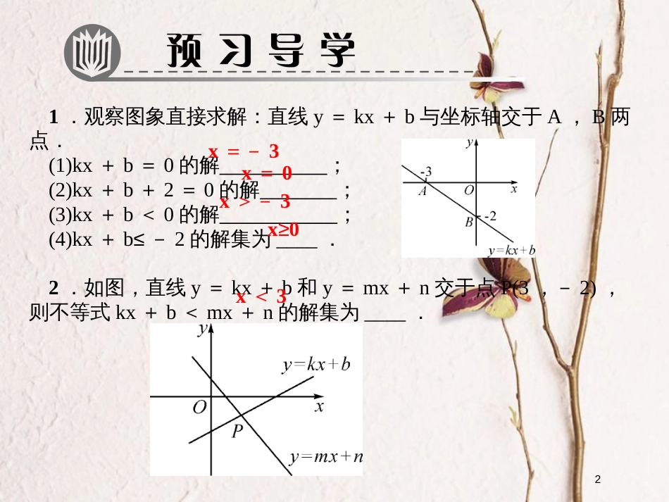 八年级数学下册 专题训练（七）一元一次不等式与一次函数课件 （新版）北师大版_第2页