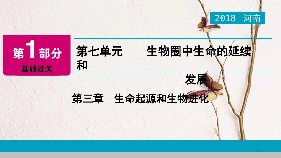 河南省2018年中考生物总复习 第1部分 第7单元 第3章 生命起源和生物进化课件_第1页