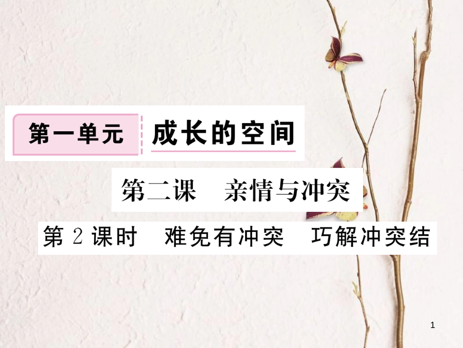 八年级道德与法治上册 第一单元 成长的空间 第二课 亲情与冲突 第2框《难免有冲突 巧解冲突结》习题课件 人民版_第1页