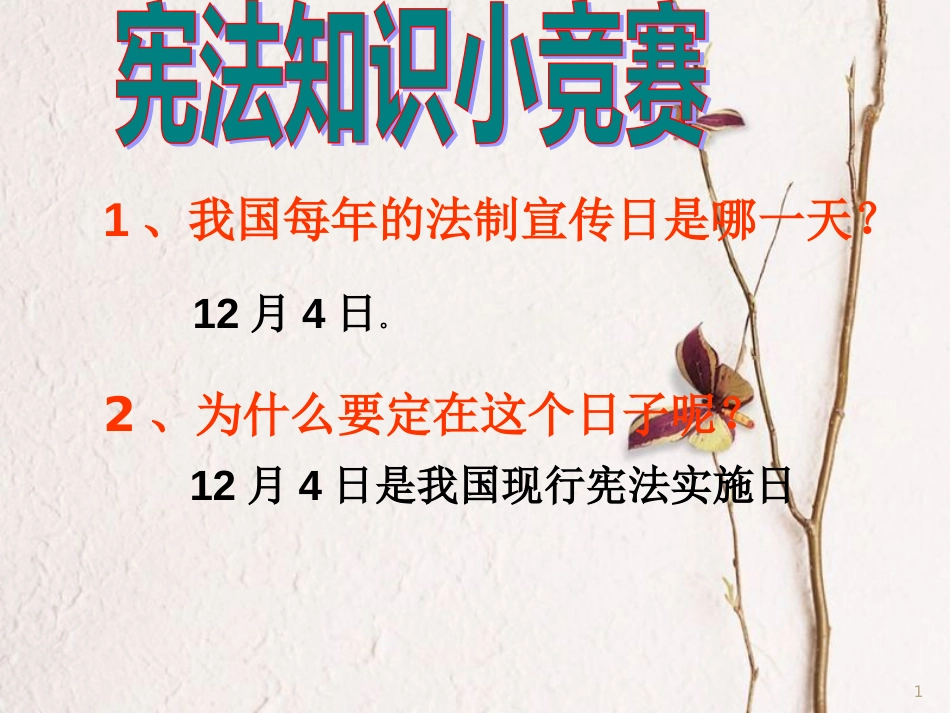 江西省九年级政治全册 第三单元 融入社会 肩负使命 第六课 参与政治生活 第2框《宪法是国家的根本大法》课件 新人教版_第1页