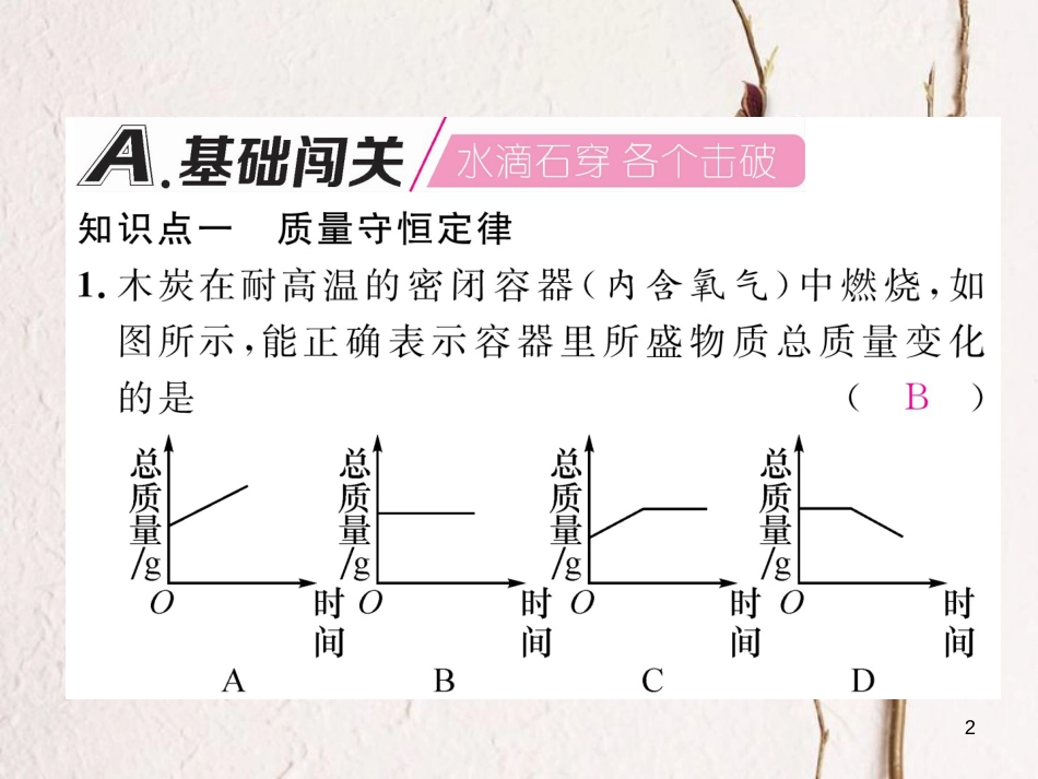 九年级化学上册 第5单元 化学方程式 5.1 质量守恒定律 第1课时 质量守恒定律作业课件 （新版）新人教版_第2页