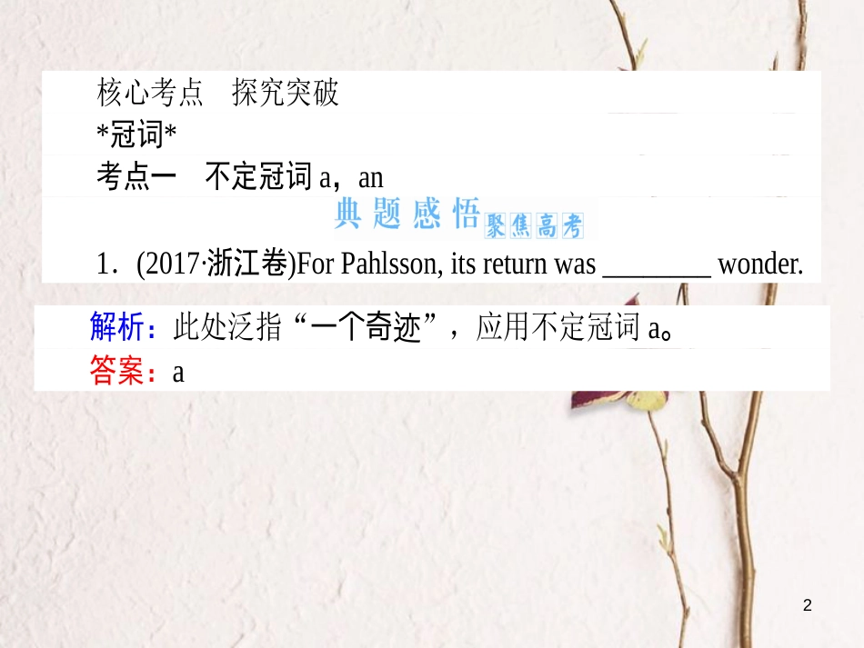2019届高三英语一轮复习 第一讲 冠词、代词课件 新人教版_第2页