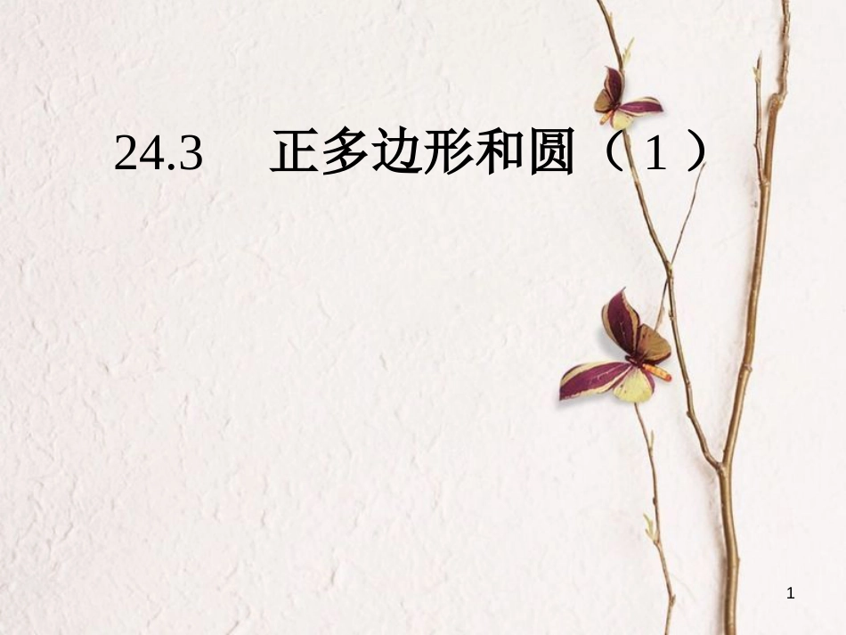 陕西省安康市石泉县池河镇九年级数学上册 24.3 正多边形和圆课件 （新版）新人教版_第1页