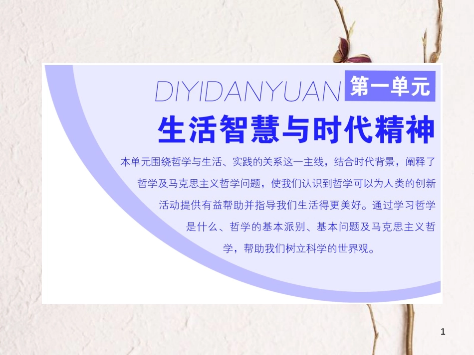 高中政治 第一单元 生活智慧与时代精神 第一课 美好生活的向导 第一框 生活处处有哲学课件 新人教版必修4_第1页