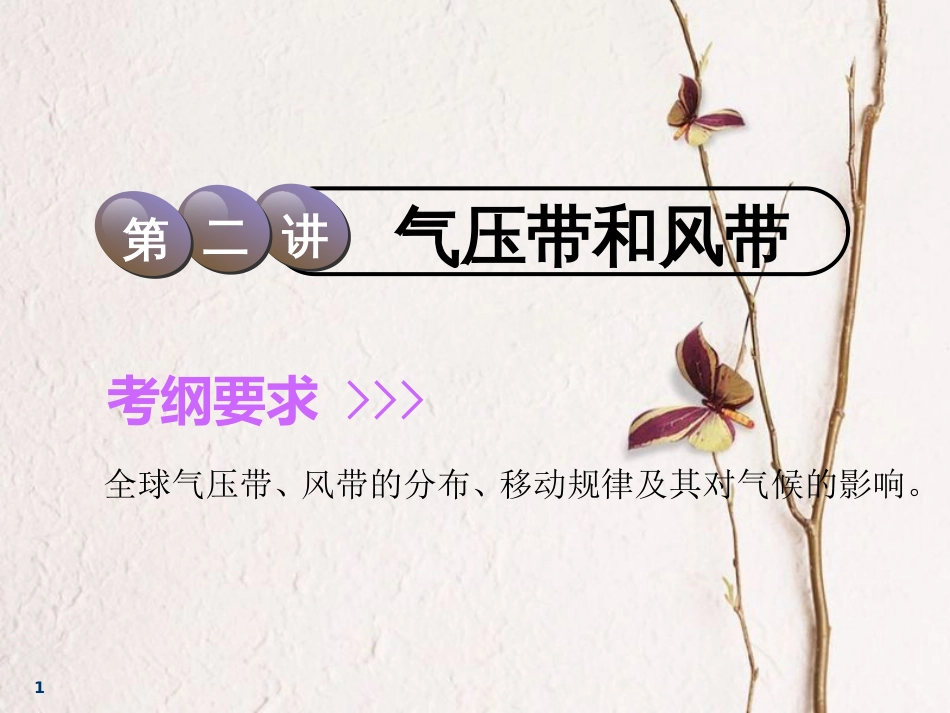 2019届高考地理一轮复习 第二章 地球上的大气 第二讲 气压带和风带课件_第1页