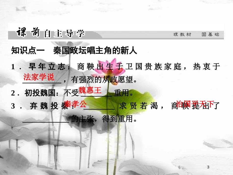 高中历史 第2单元 商鞅变法 第2课“为秦开帝业”——商鞅变法课件 新人教版选修1_第3页