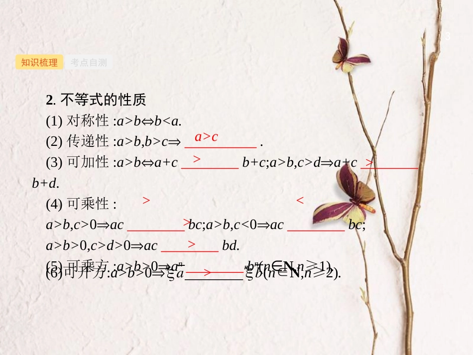 2019高考数学一轮复习 1.2 不等关系及简单不等式的解法课件 理 新人教B版_第3页