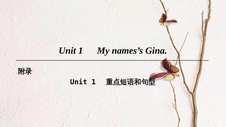 七年级英语上册 Unit 1 My names’s Gina重点短语和句型课件 （新版）人教新目标版_第1页