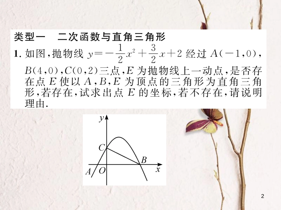 九年级数学下册 期末专题复习 专题复习4 二次函数与几何图形的综合应用作业课件 （新版）北师大版_第2页