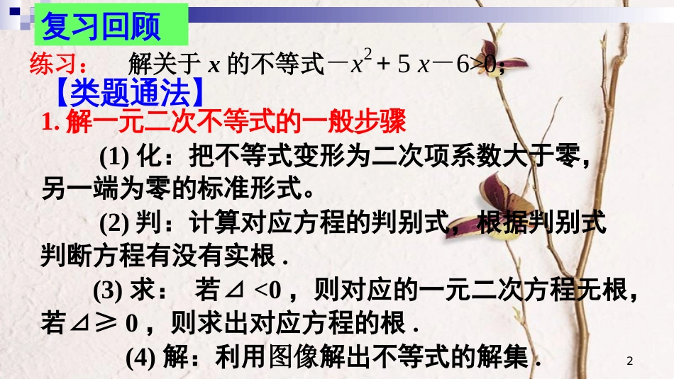 山西省忻州市高考数学 专题 含参数的一元二次不等式复习课件_第2页