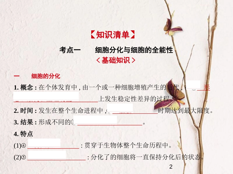 （新课标）2019版高考生物一轮复习 专题8 细胞的分化、衰老、凋亡和癌变课件_第2页