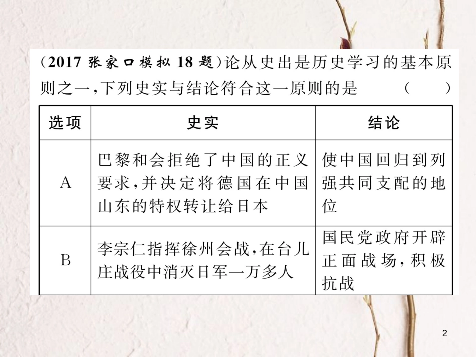 （河北专版）中考历史总复习 第22讲 社会主义国家的改革和演变 亚非拉国家的独立与振兴典型题目解析课件_第2页