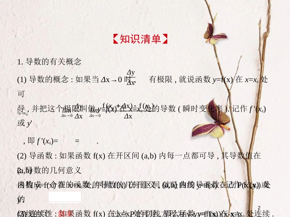（江苏专版）2019版高考数学一轮复习 第九章 导数及其应用 9.1 导数的概念及几何意义、导数的运算课件_第2页