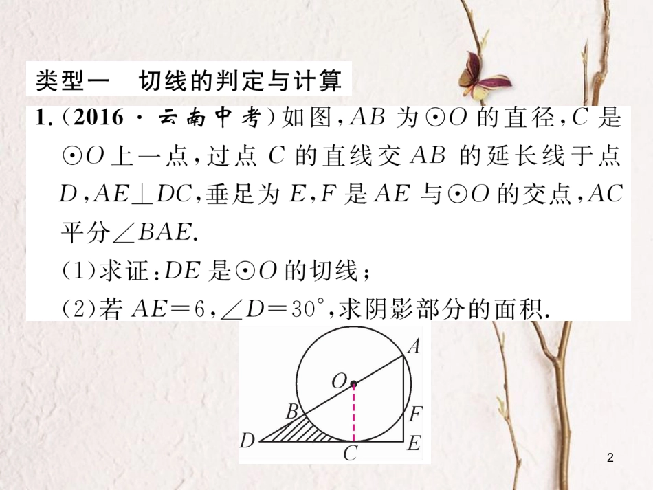 九年级数学下册 期末专题复习 专题复习6 圆与其他几何知识的综合应用作业课件 （新版）北师大版_第2页