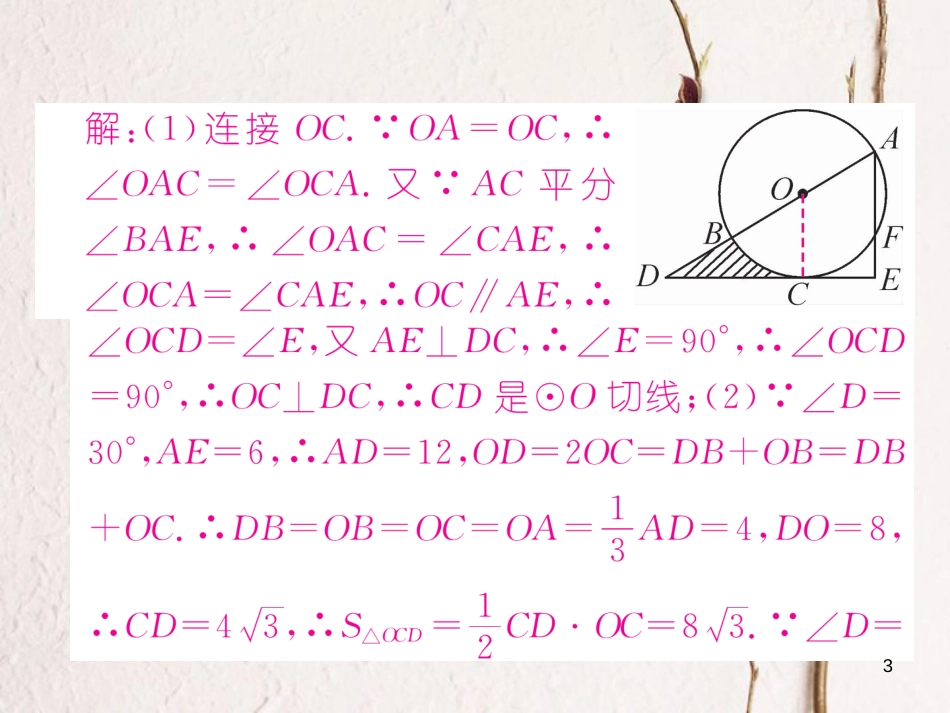 九年级数学下册 期末专题复习 专题复习6 圆与其他几何知识的综合应用作业课件 （新版）北师大版_第3页