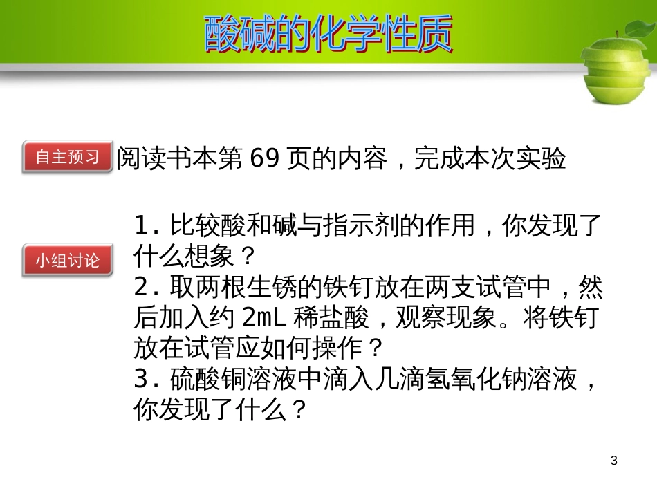 九年级化学下册 第十单元 酸和碱 实验活动6 酸、碱的化学性质教学课件 （新版）新人教版_第3页
